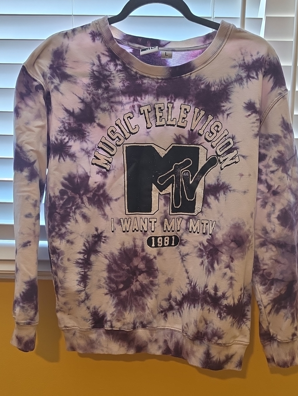 MTV Purple Tie-Dye Pullover Sweatshirt